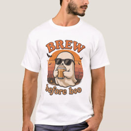 Camiseta Cool Ghost with Coffee Halloween T-Shirt 