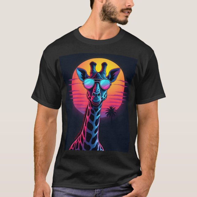 Camiseta Cool Giraffe In Sunglasses Under Sunset Long Sleev (Anverso)