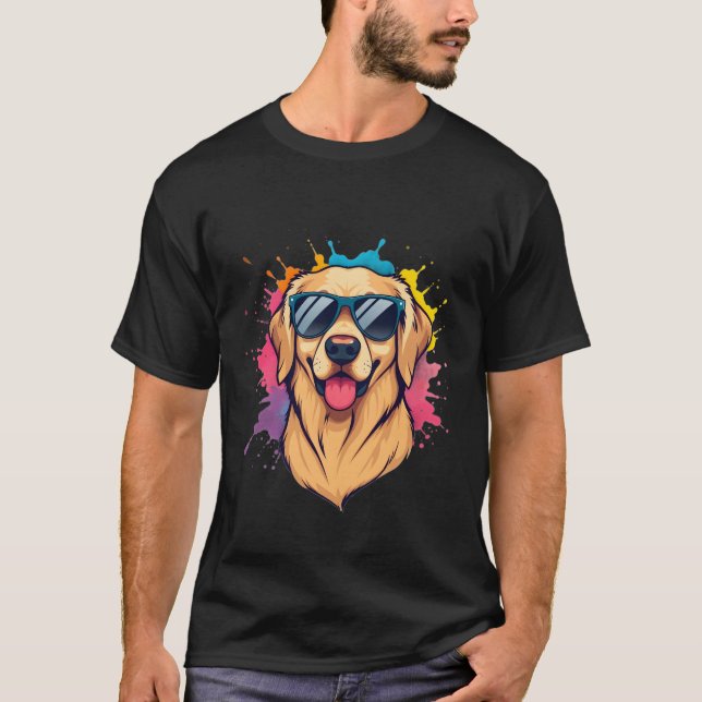 Camiseta Cool Golden Labrador Retriever Wearing Sunglasses (Anverso)