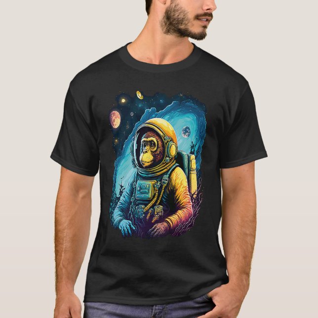 Camiseta Cool Graphic Space Chimp Monkey Astronaut Cosmonau (Anverso)