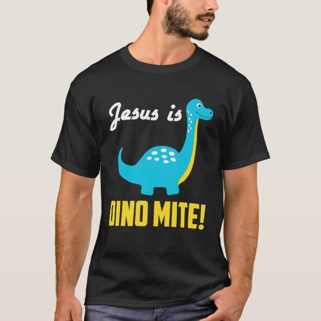 Camiseta Cool Graphic Tees  Jesus Is Dino Mite (Anverso)