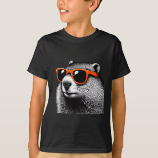 Camiseta Cool Groundhog Wearing Sungles Graphic Art _3