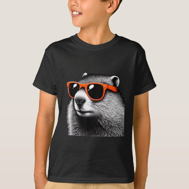 Camiseta Cool Groundhog Wearing Sungles Graphic Art _3  (Anverso)