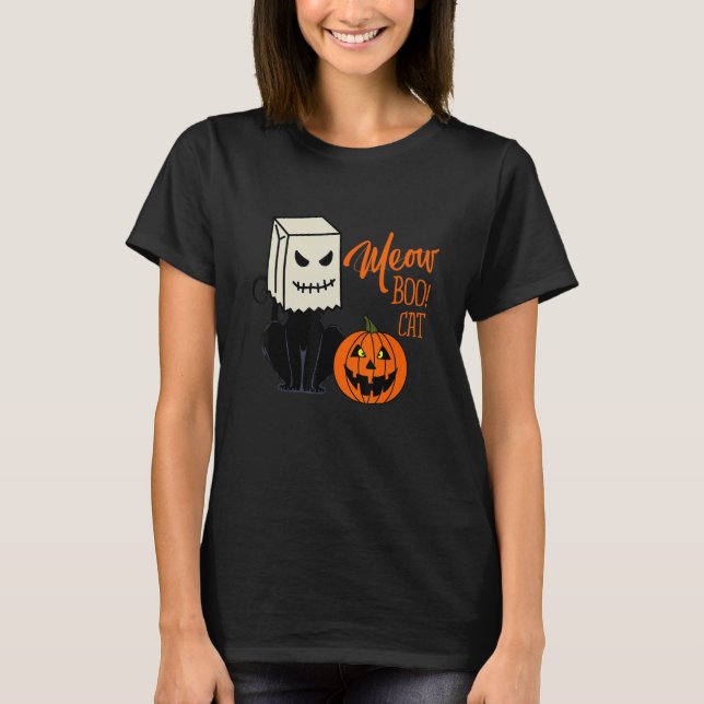 Camiseta Cool Halloween Meow Boo Boo Cat Illustration Graph (Anverso)