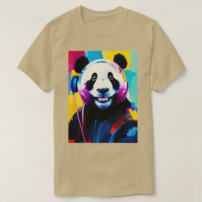 Camiseta Cool Happy Panda With Headphones (Diseño del anverso)