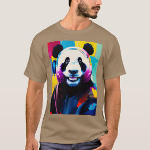 Camiseta Cool Happy Panda With Headphones