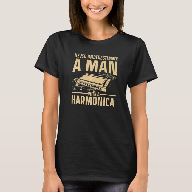 Camiseta Cool Harmonica For Men Boys Harmonica Player Instr (Anverso)