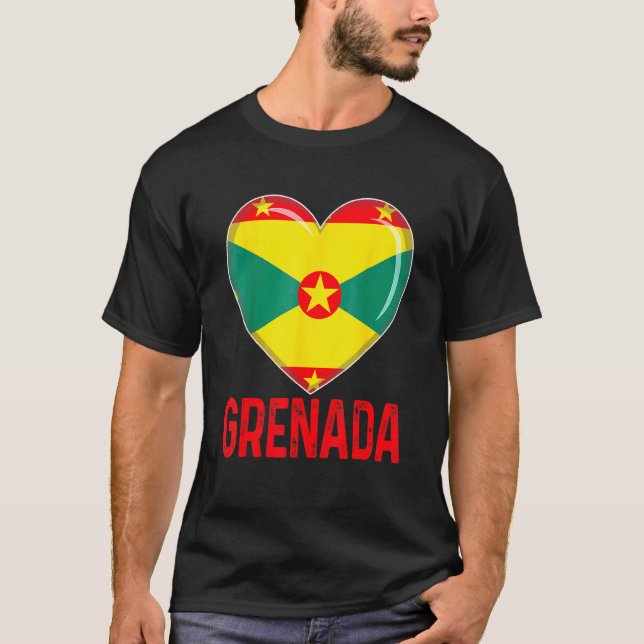 Camiseta Cool Heart Grenada Flag Men Women Kid Patriotic (Anverso)