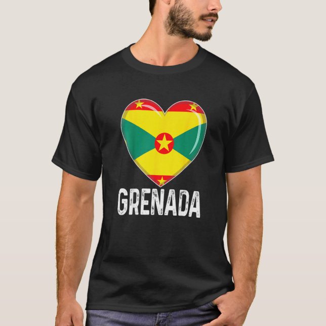Camiseta Cool Heart Grenada Flag Men Women Kid Patriotic   (Anverso)
