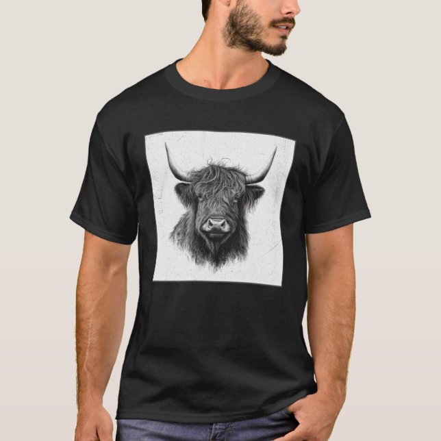 Camiseta Cool Highland Cow Illustration Black Horn Women Me (Anverso)