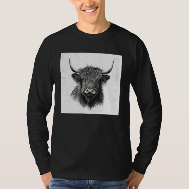 Camiseta Cool Highland Cow Illustration Black Horn Women Me (Anverso)