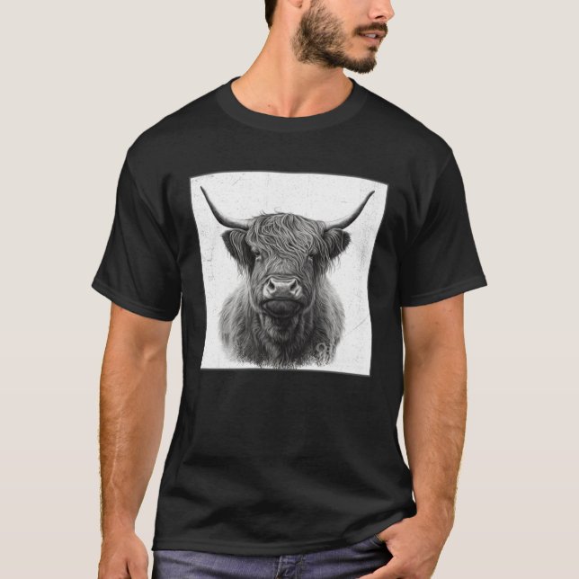 Camiseta Cool Highland Cow Illustration Black Horn Women Me (Anverso)