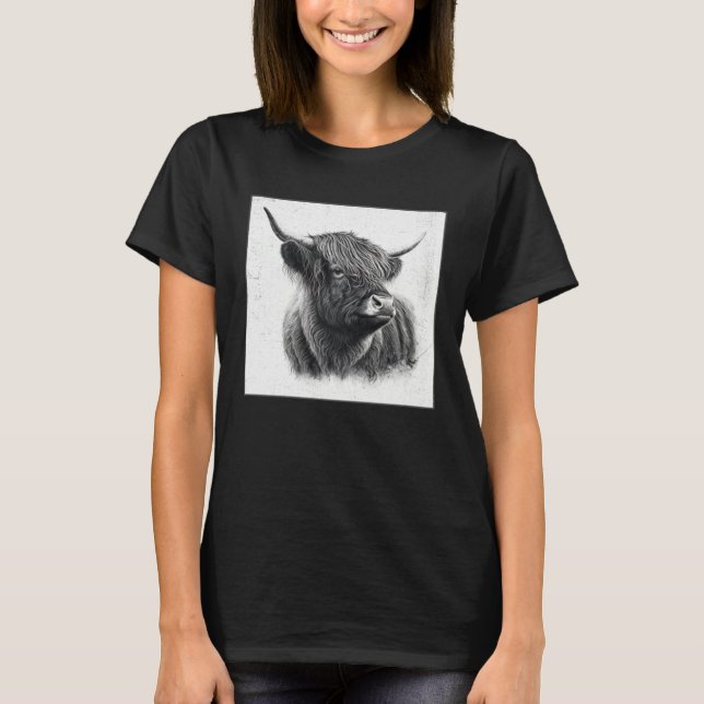 Camiseta Cool Highland Cow Illustration Black Horn Women Me (Anverso)