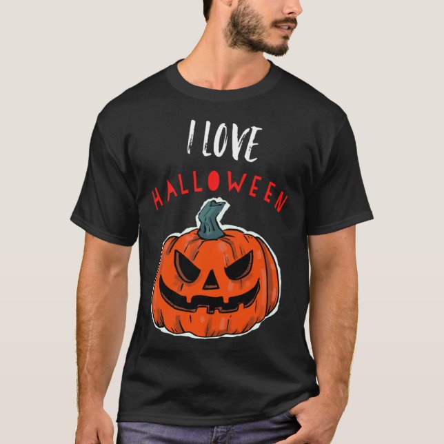 Camiseta Cool I Love Halloween Jack O Lantern  1 (Anverso)