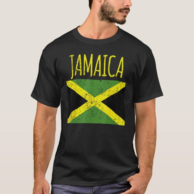 Camiseta Cool Jamaica distresssed Jamaican flag proud Jamai (Anverso)
