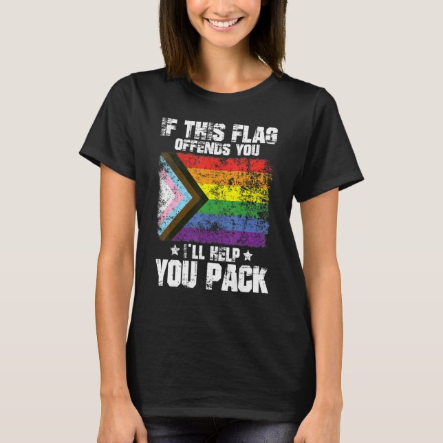 Camiseta Cool LGBTQ Pride If This Flag Offends You I'll Hel (Anverso)