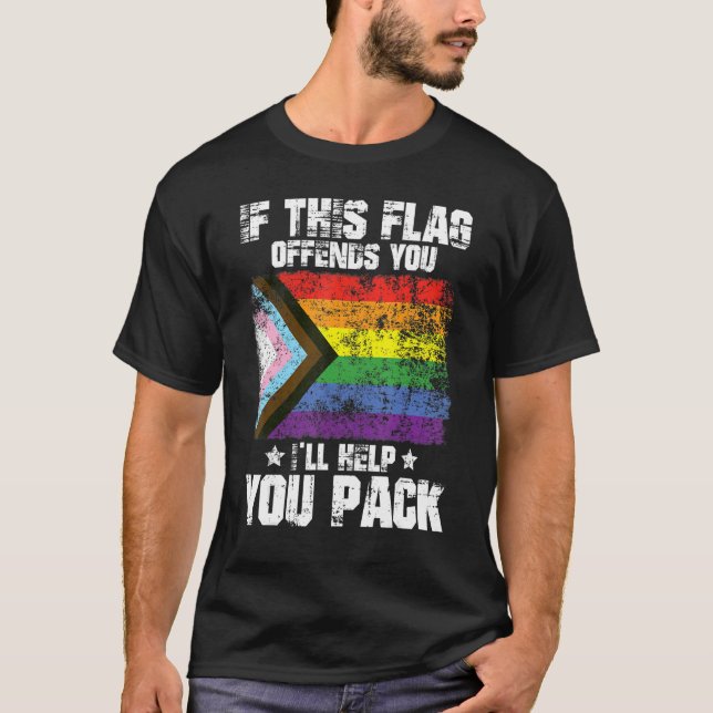 Camiseta Cool LGBTQ Pride If This Flag Offends You I'll Hel (Anverso)