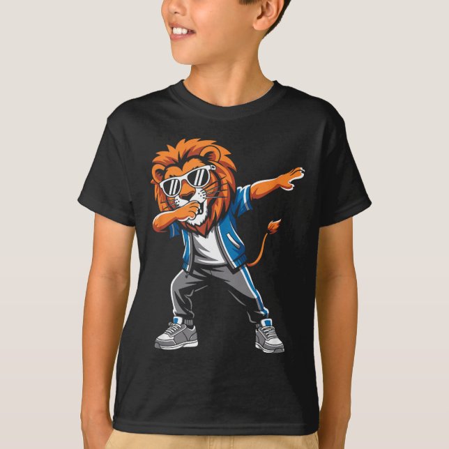 Camiseta Cool Lion Dabbing Gift For Men Women Boys Girls Ki (Anverso)