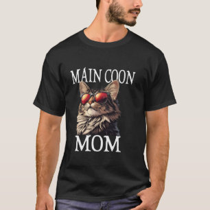 Camiseta Cool Mamá Gato Maine Coon Gafas Divertidas Amante