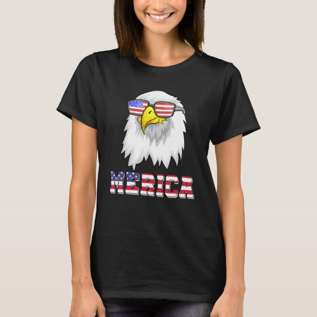 Camiseta Cool Merica Us bandera gafas de sol patriota ameri (Anverso)