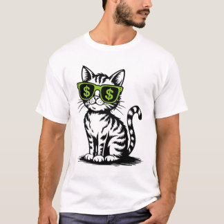 Camiseta Cool Money Cat with Dollar Sign Glasses Vintage