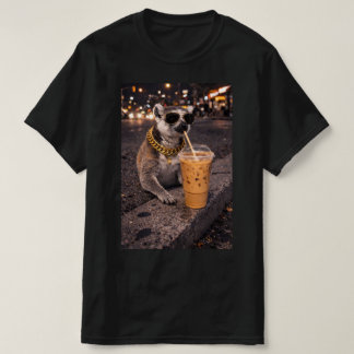 Camiseta Cool Mongoose Drinking Iced Coffee Funny Animal 