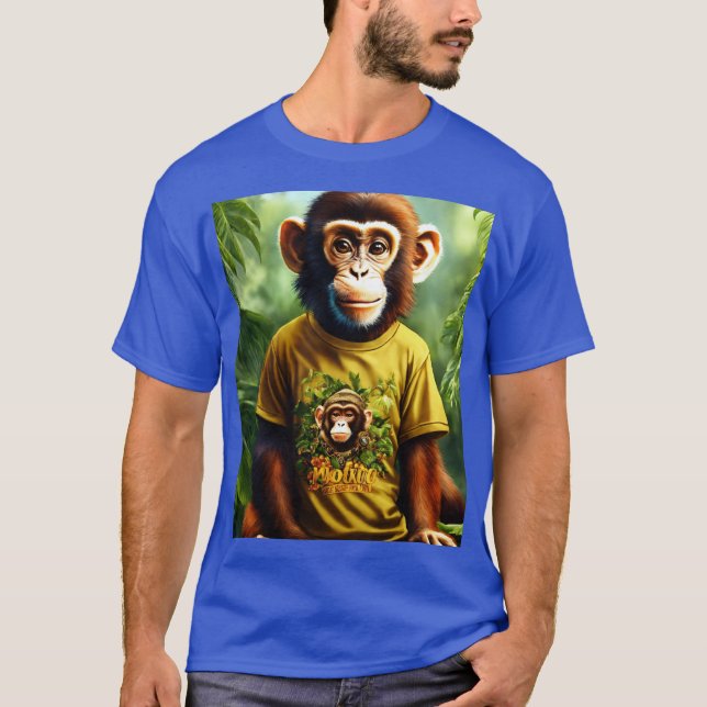 Camiseta Cool Monkey Art Men’s T-Shirt | Trendy Blue Graphi (Anverso)