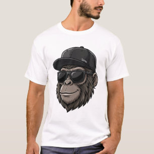 Camiseta Cool Monkey with Sunglasses and Cap Graphic Tee