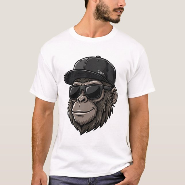 Camiseta Cool Monkey with Sunglasses and Cap Graphic Tee (Anverso)