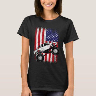 Camiseta Cool Monster Truck Kids Distressed USA American Fl