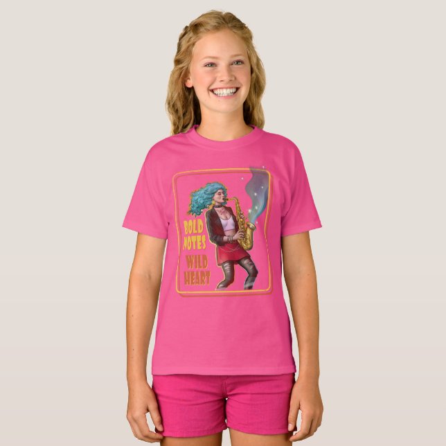 Camiseta Cool Music Girl – Bold Notes, Wild Heart (Anverso completo)