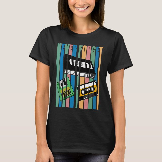Camiseta Cool Never Forget T  I VHS Cassette Diskette Video (Anverso)