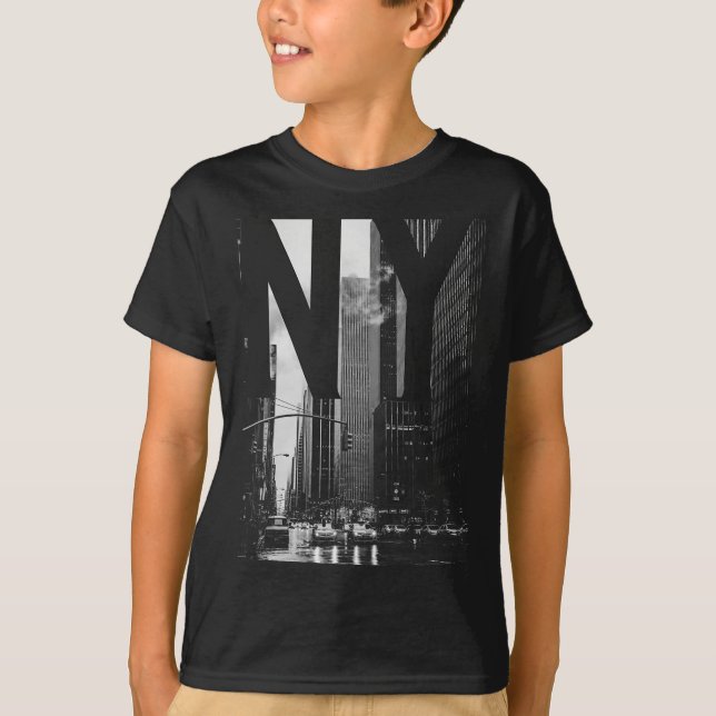 Camiseta Cool New York City Abstract Skyline, Black &amp; W (Anverso)