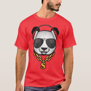 Camiseta Cool Panda Bear With Sunglasses Headphone And Chai