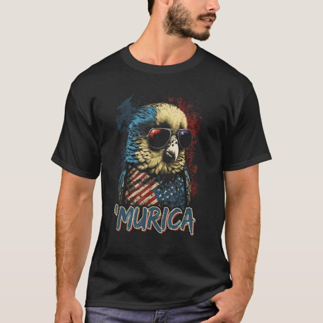 Camiseta Cool Patriotic Budgie Bird Murica 4th of July Budg (Anverso)