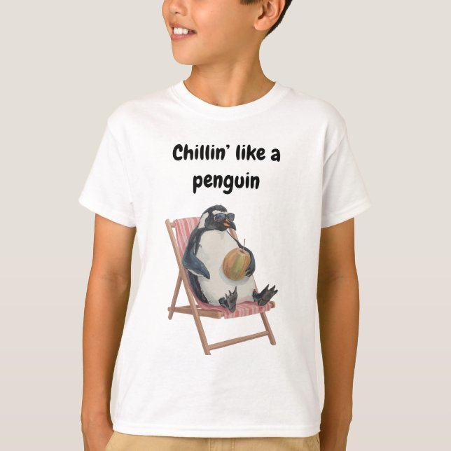 Camiseta Cool Penguin Kids T-Shirt | Funny Summer Cartoon (Anverso)
