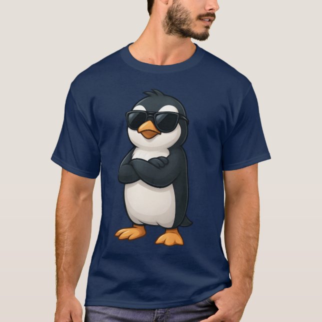 Camiseta Cool penguin with crossed arms confident gamer car (Anverso)