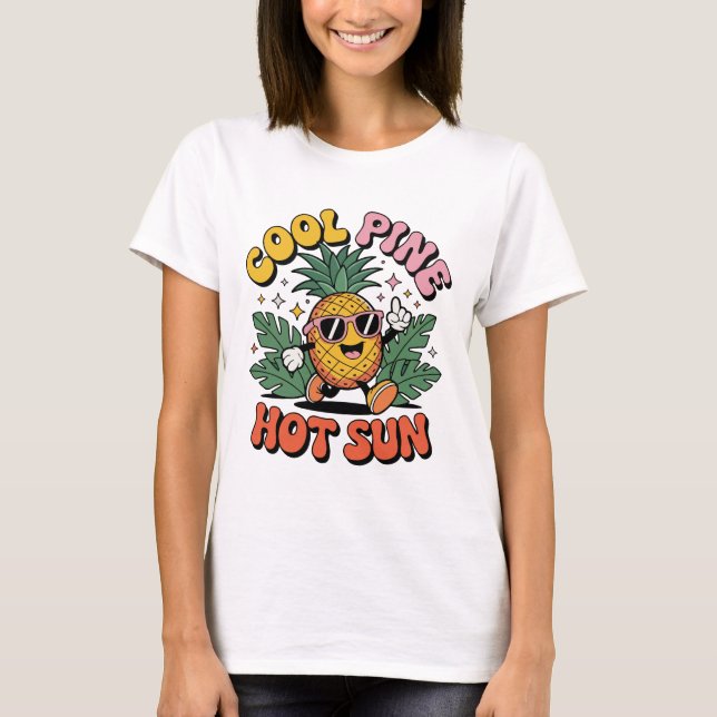 Camiseta Cool Pine Hot Sun Retro Pineapple Summer Vibes (Anverso)