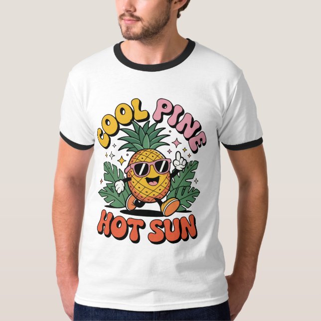 Camiseta Cool Pine Hot Sun Retro Pineapple Summer Vibes (Anverso)
