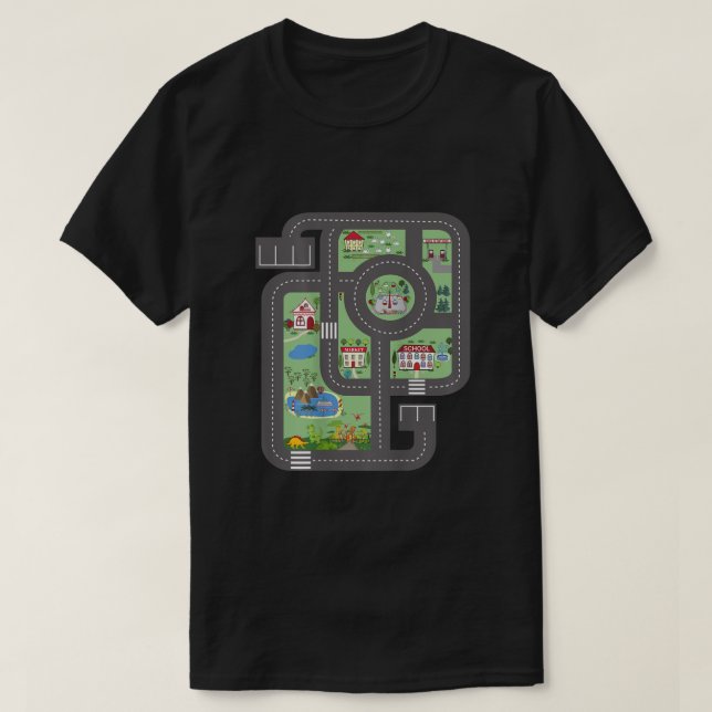 Camiseta Cool Play Mat Race Car Track On Dad Shirt with Din (Diseño del anverso)