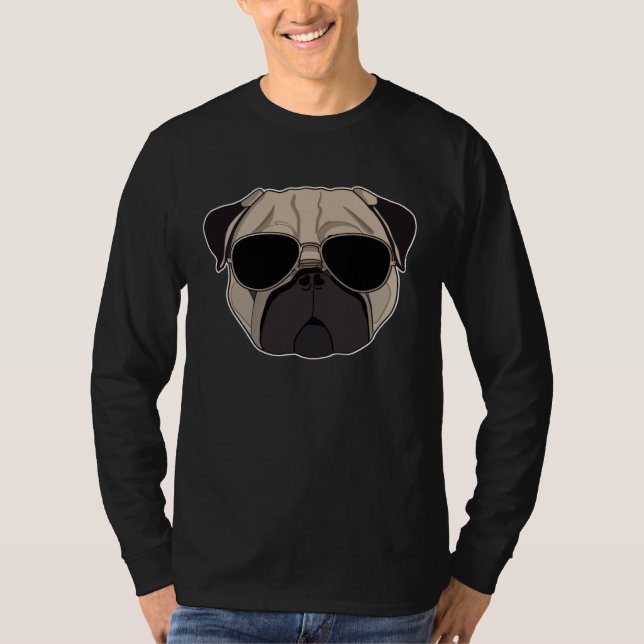 Camiseta Cool Pug  Hipster Pug with sunglasses (Anverso)