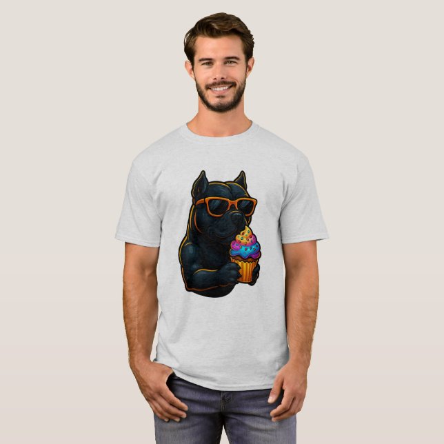 Camiseta Cool Pup Cupcake – Perro Neon con Gafas d (Anverso completo)