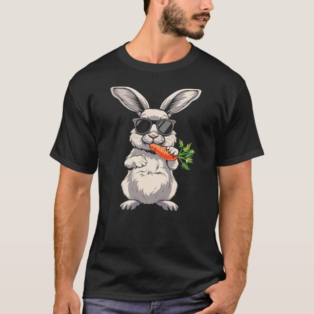 Camiseta Cool Rabbit Face With Sunglasses Carrot Bunny For  (Anverso)