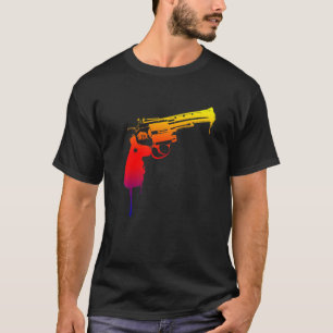 Camiseta Cool Rainbow Cowboy Revolver Pro Gun Peace Drippin