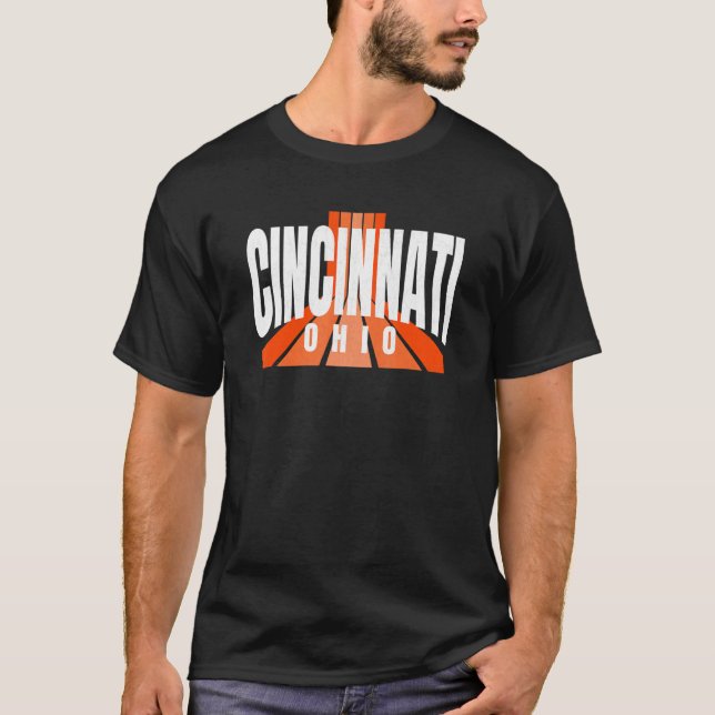 Camiseta Cool Retro Cincinnati OrangeBlack Cincinnati OH Fa (Anverso)