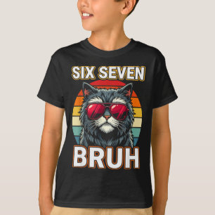 Camiseta Cool Retro Seis Siete Bruh Gato Gafas Meme 67