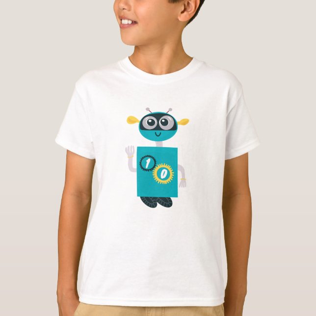 Camiseta Cool Robot Custom Age Boys Birthday  (Anverso)