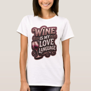 Camiseta Cool Rosa EL VINO ES MI LENGUAJE DE AMOR Arte Port