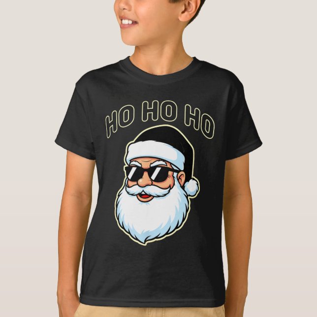 Camiseta Cool Santa In Black Hat Sungles Graphic 2  (Anverso)