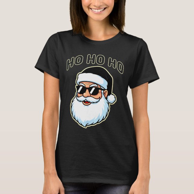 Camiseta Cool Santa In Black Hat Sungles Graphic 2  (Anverso)